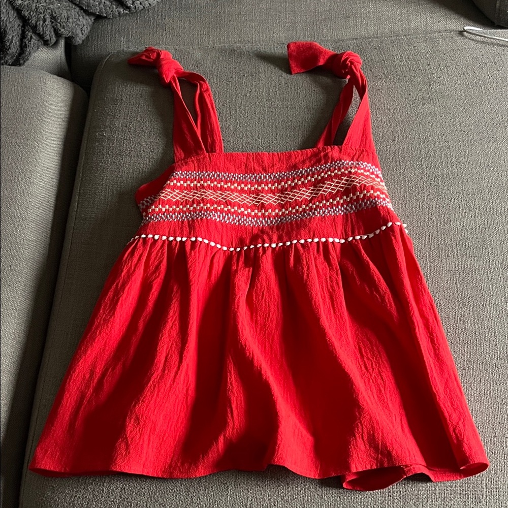 Red Sleeveless Top with Knotted Straps
